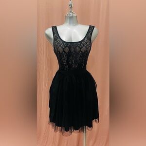 Wet Seal Black Lace & Tulle Mini Dress